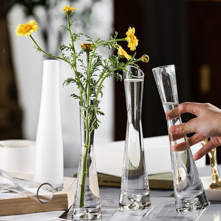 Vase Slender Waist Minimalist style wedding Living Room Home Decoration Modern Clear Glass Table Vase