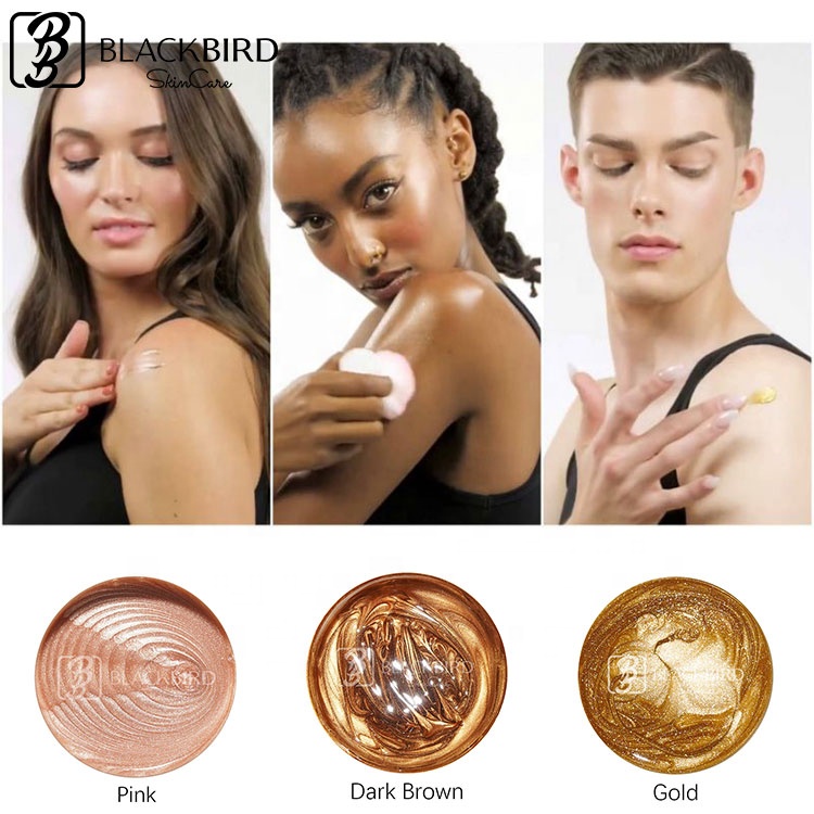 Private Label Wholesale Highlighter Bronzer Shimmering Body Cream Best Selling Long Lasting Rose Gold Highlighter Lotion