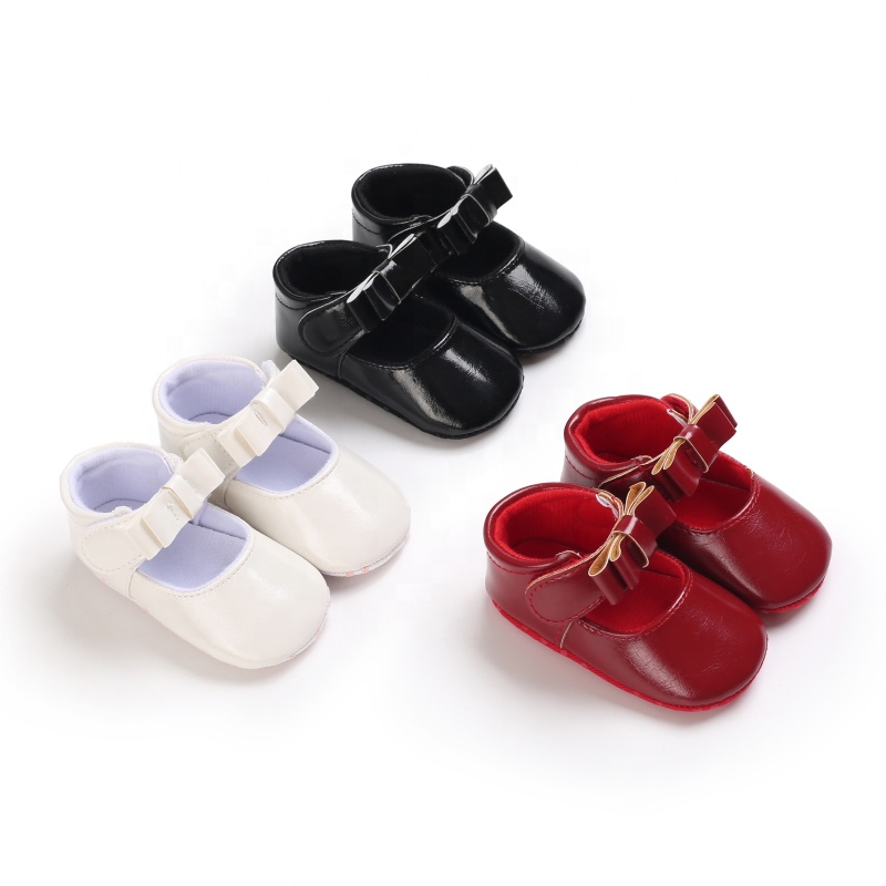 Patent Leather Infant Kids Mary Jane Baby Princess Newborn Girls Shoes with Bow