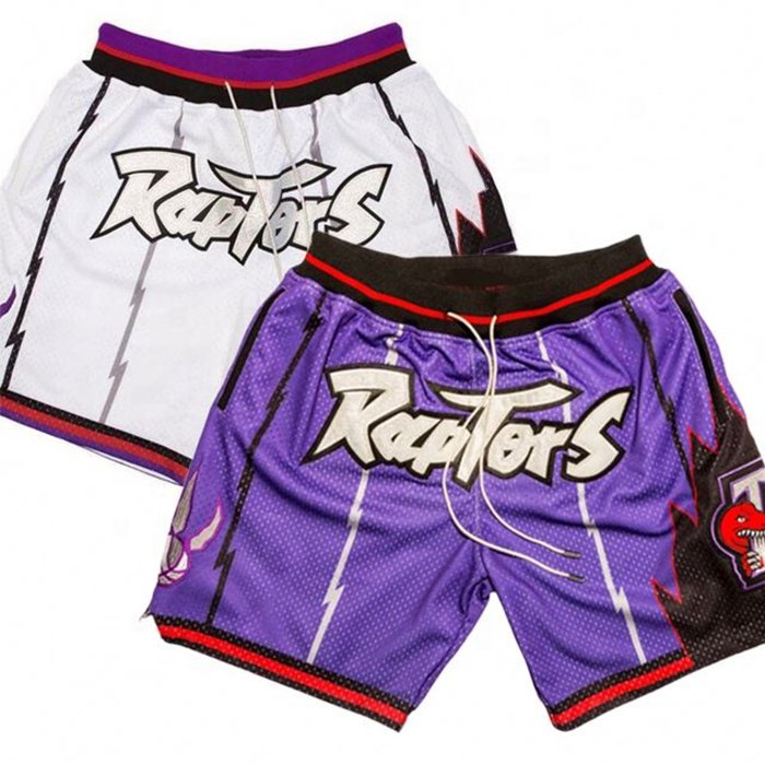 Hot sale Basketball Shorts Retro Sweat Vintage Raptor Short Basketball Wear With Zipper Pockets Polyester Just Mesh Don for Men