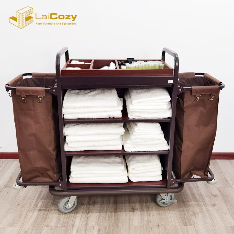 Wholesale Hotel Room Cleaning Service Cart Hotel Housekeeping Trolley Maids Cart Cleaning Trolley Janitor Cart