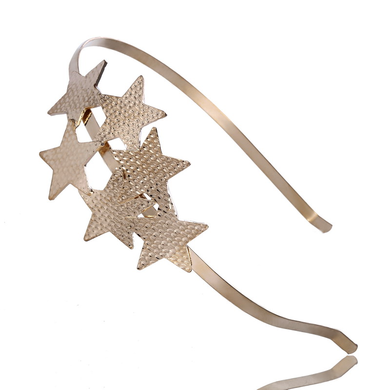 FG004 Gold Alloy Five-pointed Star Headbands Thin Edge Simple Styling Tools Accessories