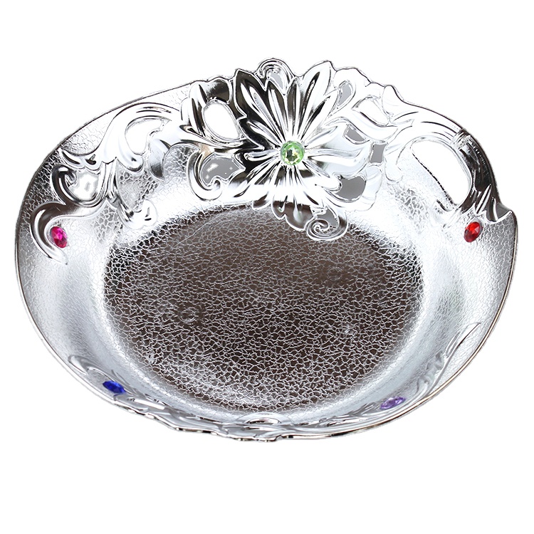 Wholesale durable gold or silver plated snack plate fruit plate