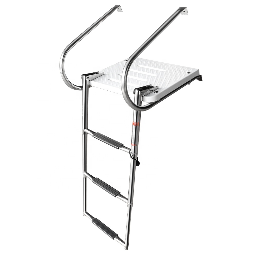 Transom Mount Telescoping Ladder Transom Boarding Folding Ladder Boat Ladder with Swim Platform