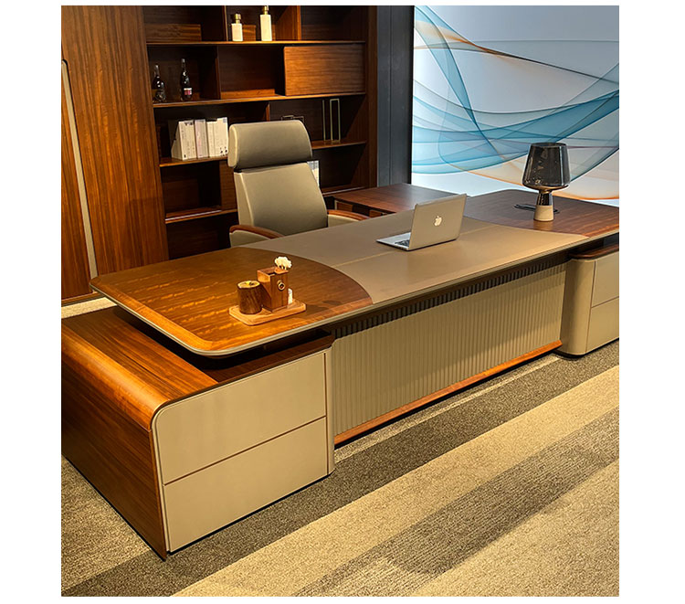 Wooden Luxury Office Table With Chair Modern Design Boss Desk Executive Office Desk Set Manager Office Furniture Work Desk