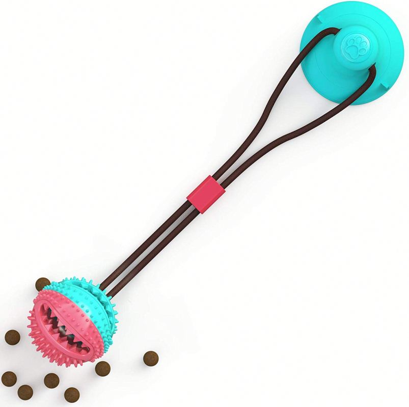 Pet Molar Bite Dog Toys Rubber Chew Ball Multifunction Toy Interactive Ropes Self-Playing With Suction Cup