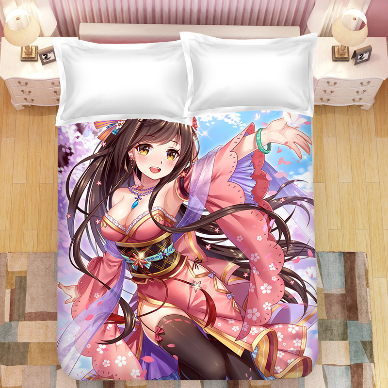 Polynesian Bedding Fitted sheets Customized bed sheet DIY cartoon anime bedspread children's favorite bed sheet two dimensional