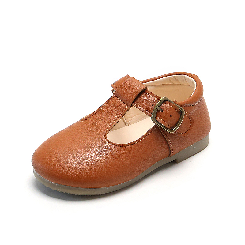 New Style Fashion Girls Dress Shoes Children Shiny Flat Baby Leather Shoes