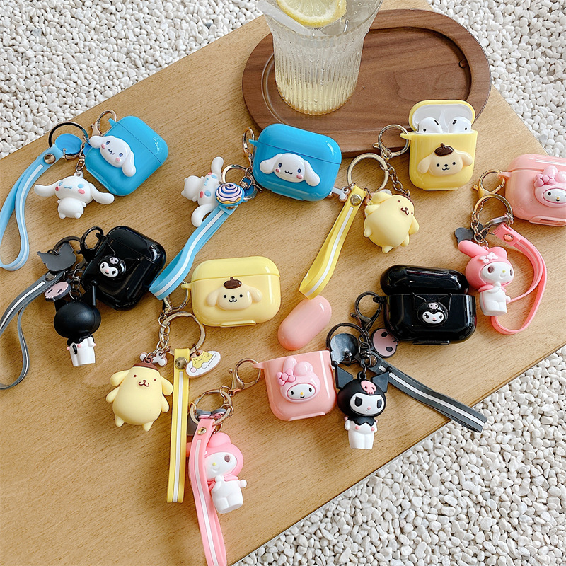 Симпатичный чехол из ТПУ для Airpods 1/2 Pro Sanrio, пудинг, собака, мультяшный милый брелок, синий зуб, гарнитура, мягкий однотонный протектор