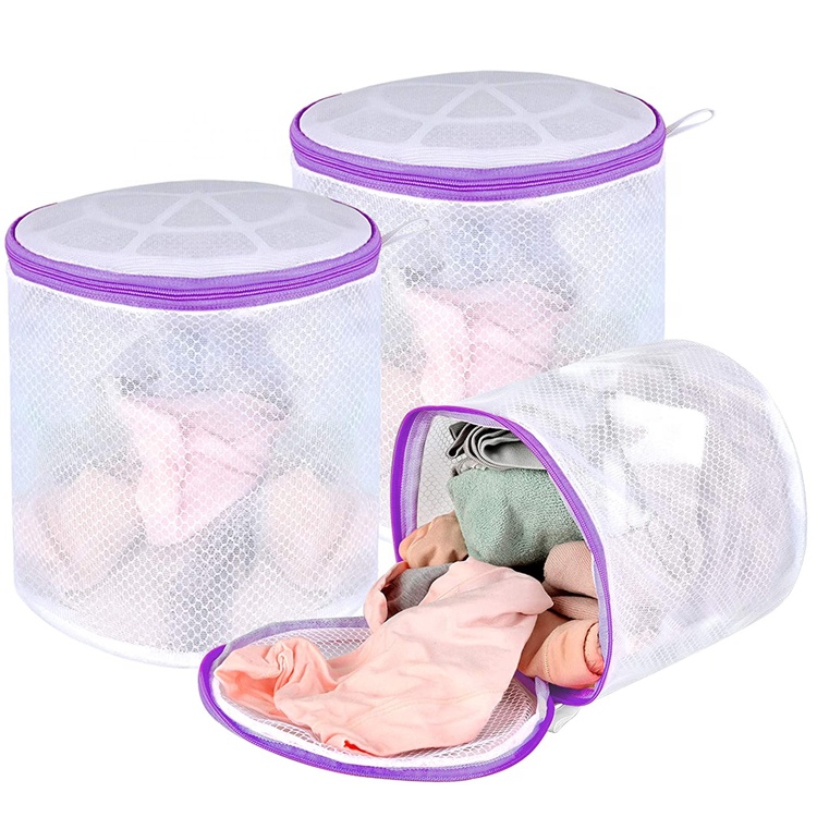 BSCI Factory 3 Pack ECO Friendly Custom Round Bottom Mesh Laundry Bag