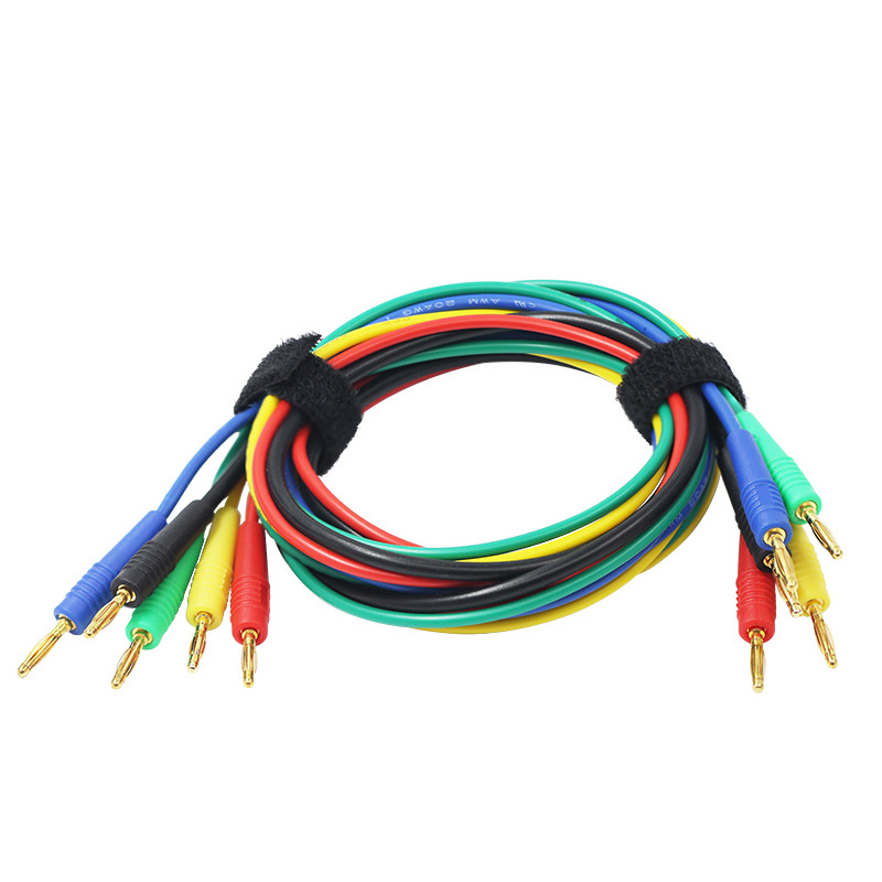 Силиконовые Электрические испытательные провода, 1 м, 20AWG, штабелируемые испытательные выводы типа «банан-банан», 2 мм, индивидуальные банановые кабели