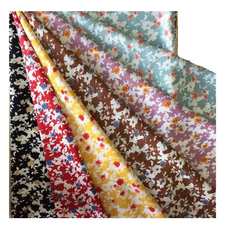 New Trendy Elegant Floral Printed Fabric Fast Delivery Patterns Printed Polyester Fabric for Dress