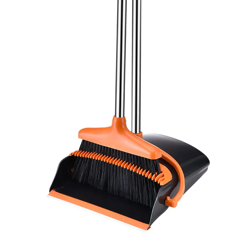 2023 Trending Foldable Lobby Broom And Dustpan Set For Home Floor Cleaning Sweeping Brush With Vertical Long Handle