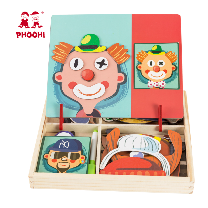 Новая популярная детская Развивающая игра, игрушка для лица, деревянная магнитная головоломка для детей