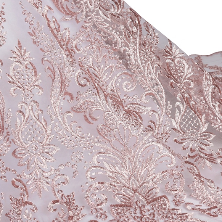 Supplier wholesale china 100%polyester mesh stretch embroidered lace fabric for garment curtain Dress