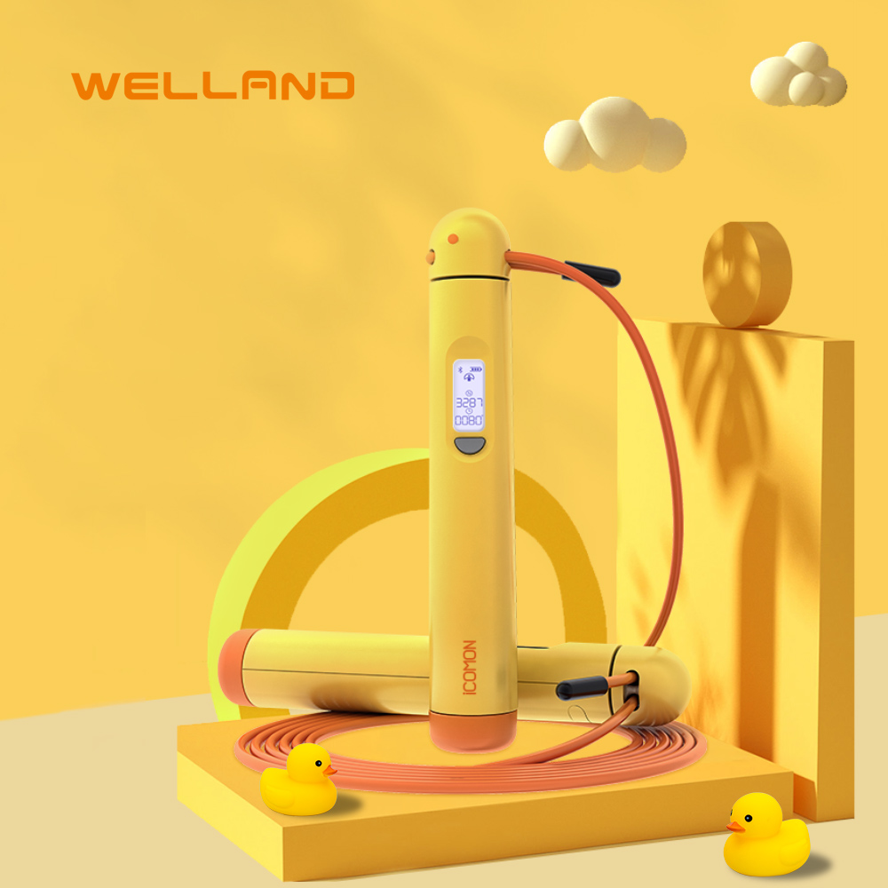 Welland Cute Children Jump Rope Free App Yellow Duck Design Cloud Data Record Skipping Rope