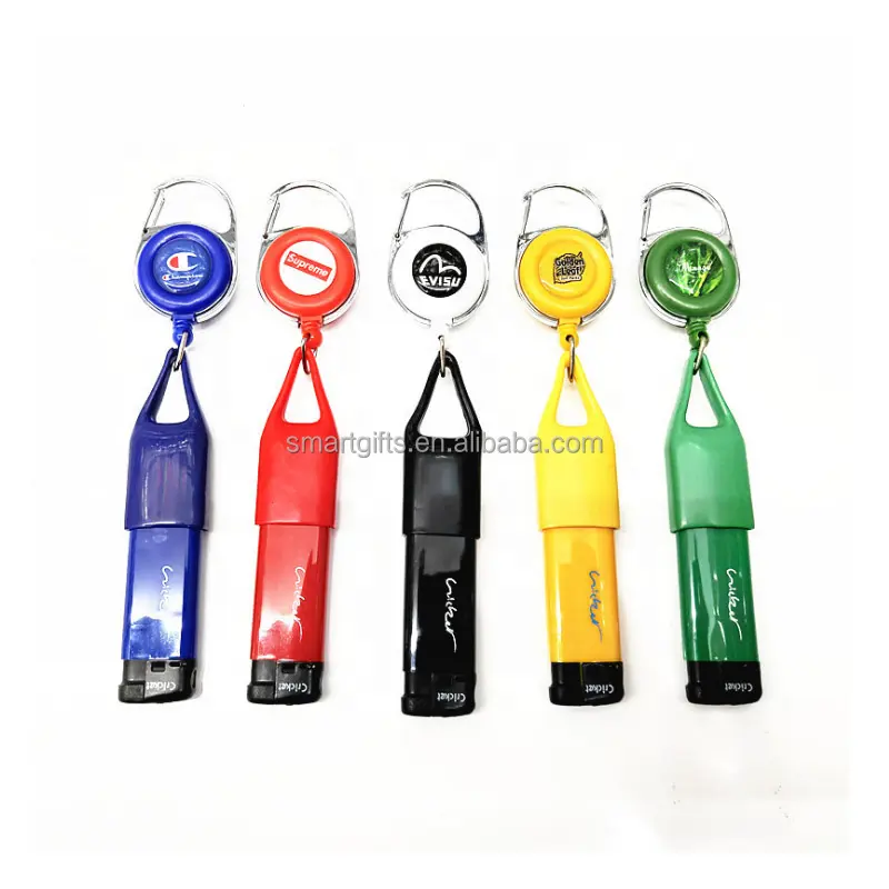 Retractable Pull Reel Keychain Lighter Holder Customized Logo Premium Lighter Simplicity Leash Lighter Sleeve With Back Clips