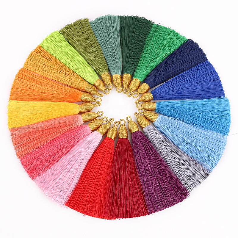 8cm large silk tassels for jewelry with loop for decoration Popular Custom Charm OEM 100% rayon fringe