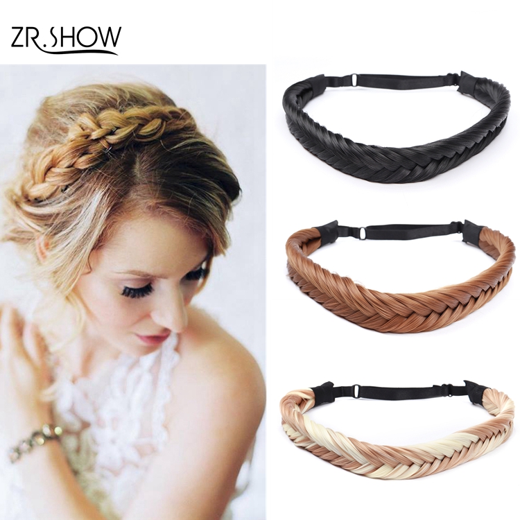 Amazon Hair Accessories Bohemia Hair Braid Plaited Twisted Hair Band Fashion Elastic Thick Comfortable Synthetic Headbands