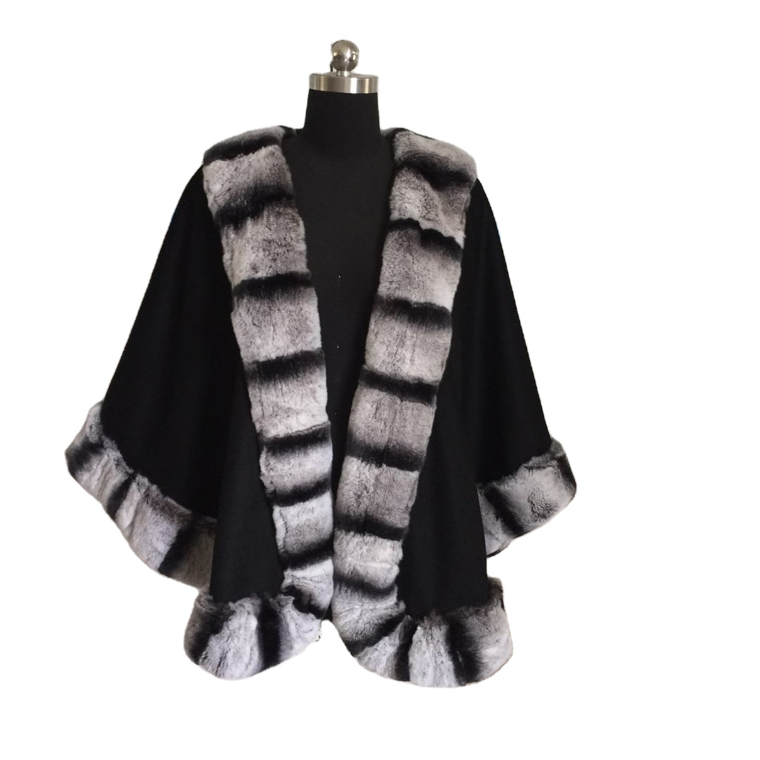 Wholesale 100 Wool Shawl Trim Pashmina Shawl Rex Chinchilla Fur For Women Winter Sheep Origin Gender Season Colors Size Product