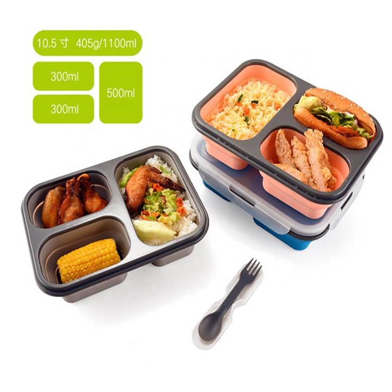 Новый BPA бесплатно готовая Еда складной силиконовый пищевой контейнер Bento Box