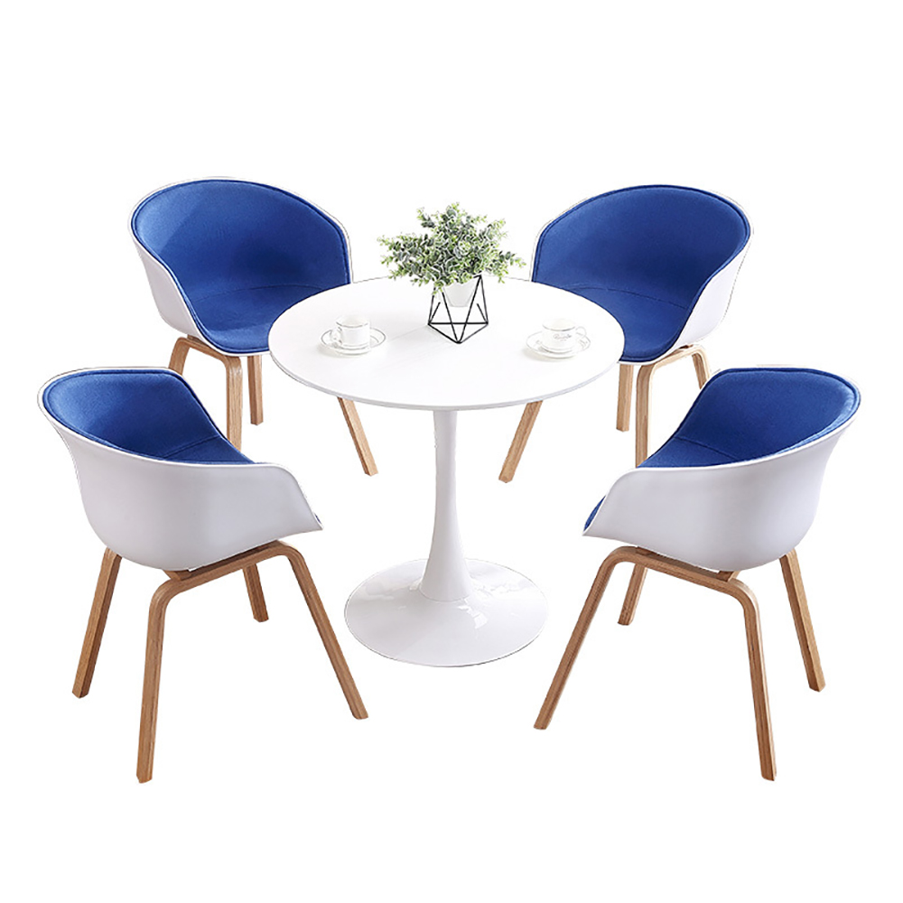 Best seller nordic style quality villa four armchairs and round small patio furniture rattan outdoor dining table set