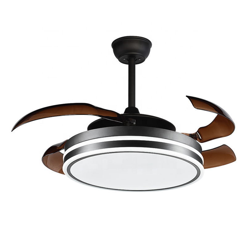 220V 110V 42 inch remote control modern retractable hidden blades invisible designer chandelier led ceiling fans