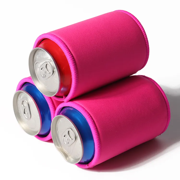 Custom Novelty Gift Hot Pink Blank Can Cooler Sleeves Neoprene Beer Bottle Bag For 330ml Can For Party
