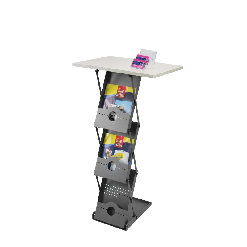 In Stock Magazine Floor Stand Brochure Folding Rack Office Hotel Display Stand