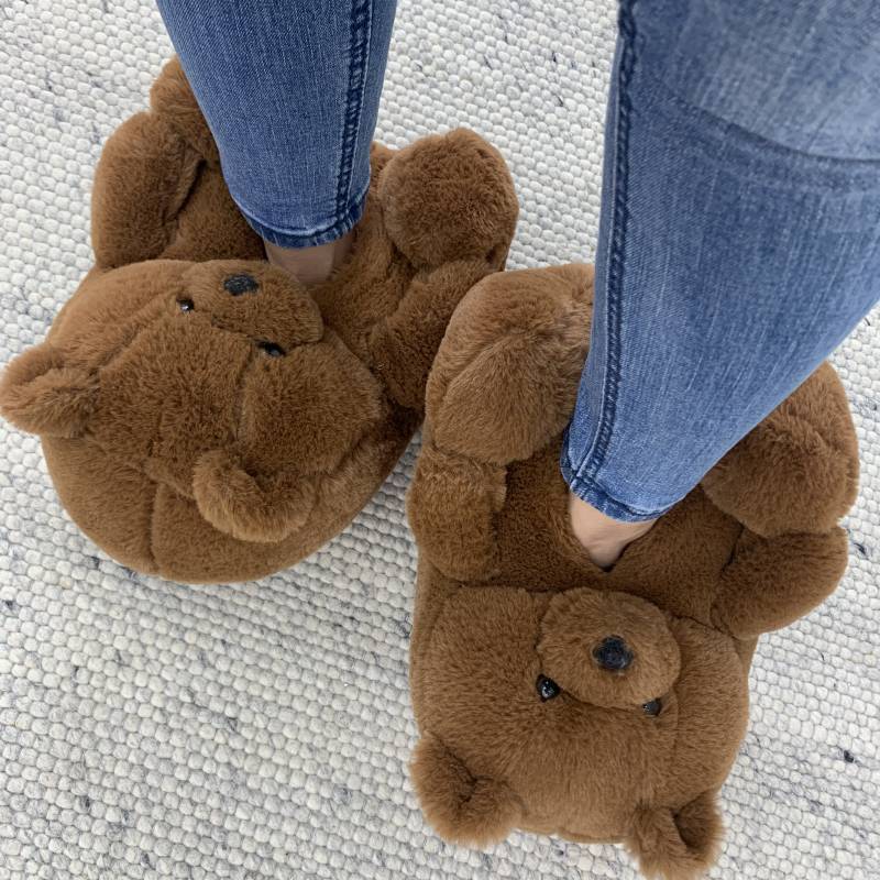 Тапочки Bear 2021 Amazon, быстрая доставка, удобные домашние тапочки с милыми животными свободного размера, плюшевые тапочки с медведем