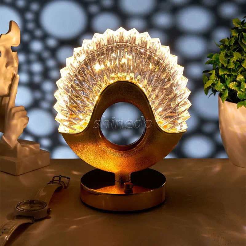 Nordic Crystal Rechargeable Table Lamp LED Dimmable Golden Desk Lamp Living Room Bedroom Hotel Bedside Lamp