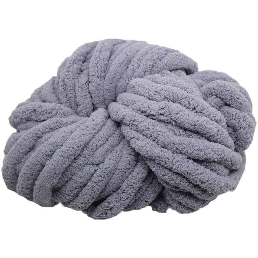 Soft Extreme Big Jambo Polyester Easy Care Weaving Yarn Dark Grey Super Bulky Chunky Blanket Chenille Yarn for Arm Knitting