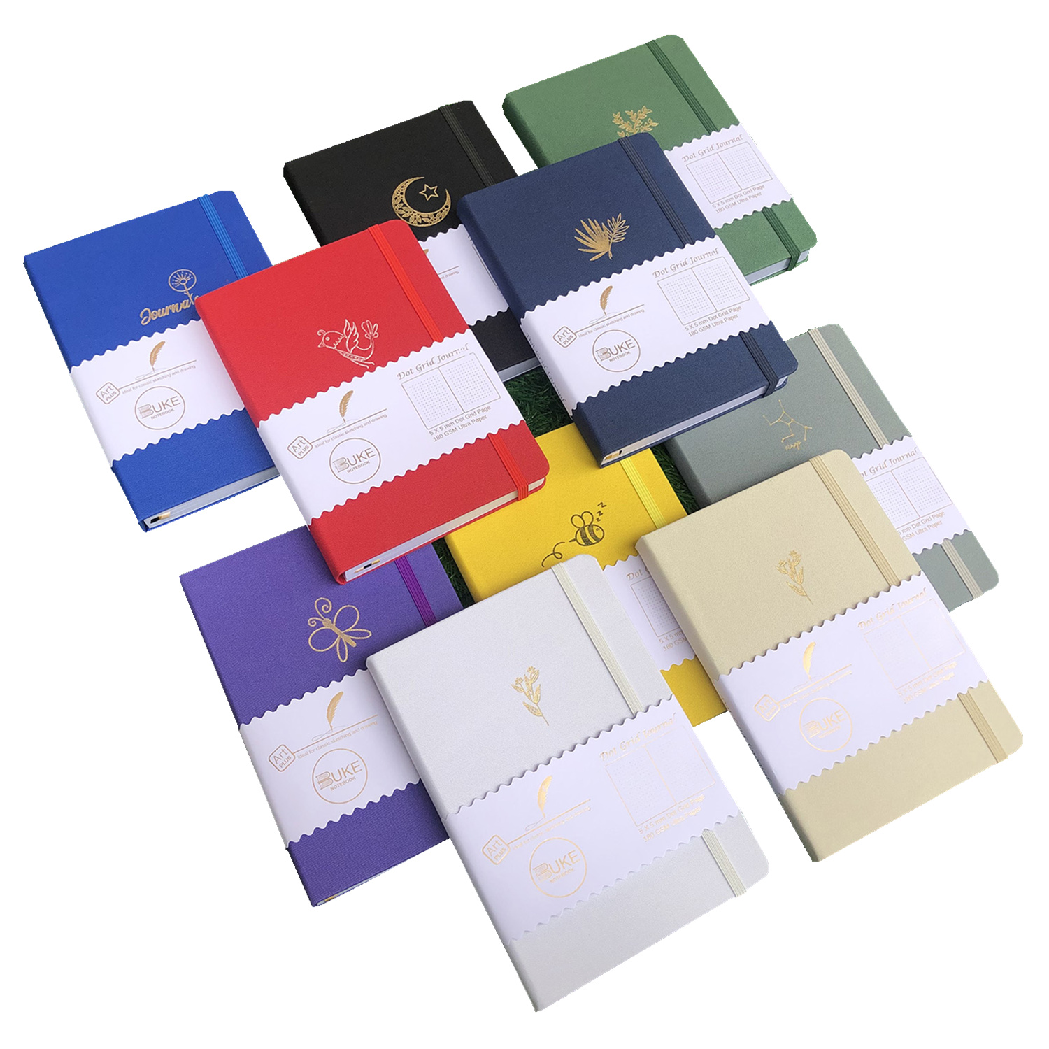 BUKE Dot Grid Journal точечный блокнот 5*5 мм Dots 160 страниц, размер 5.7X8.2 дюйма, 180 ГСМ Ультра толстая бамбуковая бумага DIY Bujo Planner