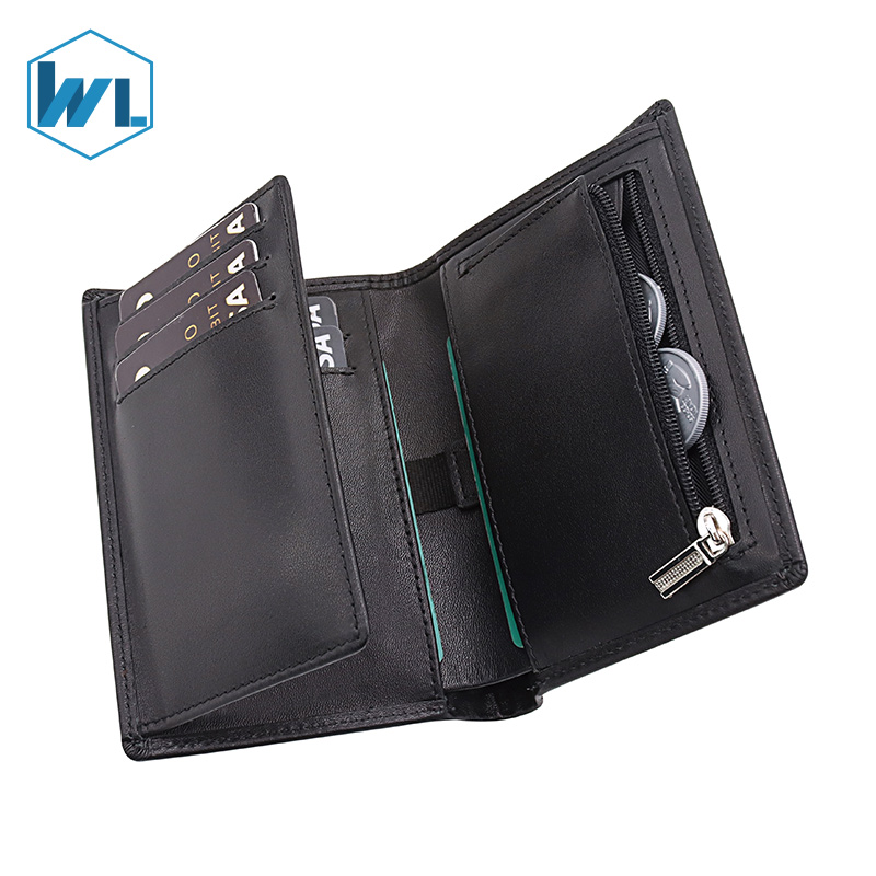 Factory OEM Branded Logo Gift box Package Phone Size With Coin Pocket Customization Wallet Two Color Option Real Leather