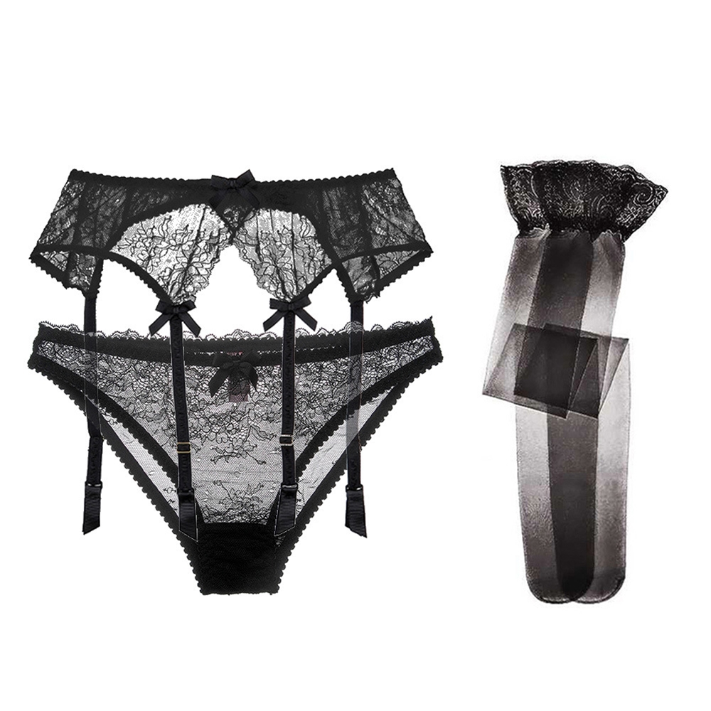 Women's sexy retro spaghetti straps stockings high non-slip over the knee to thigh heel garter belt set