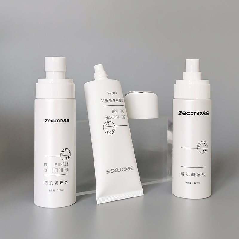 Customized design OEM logo full packaging container set for cosmetics bottles and jar plastic bottle kit