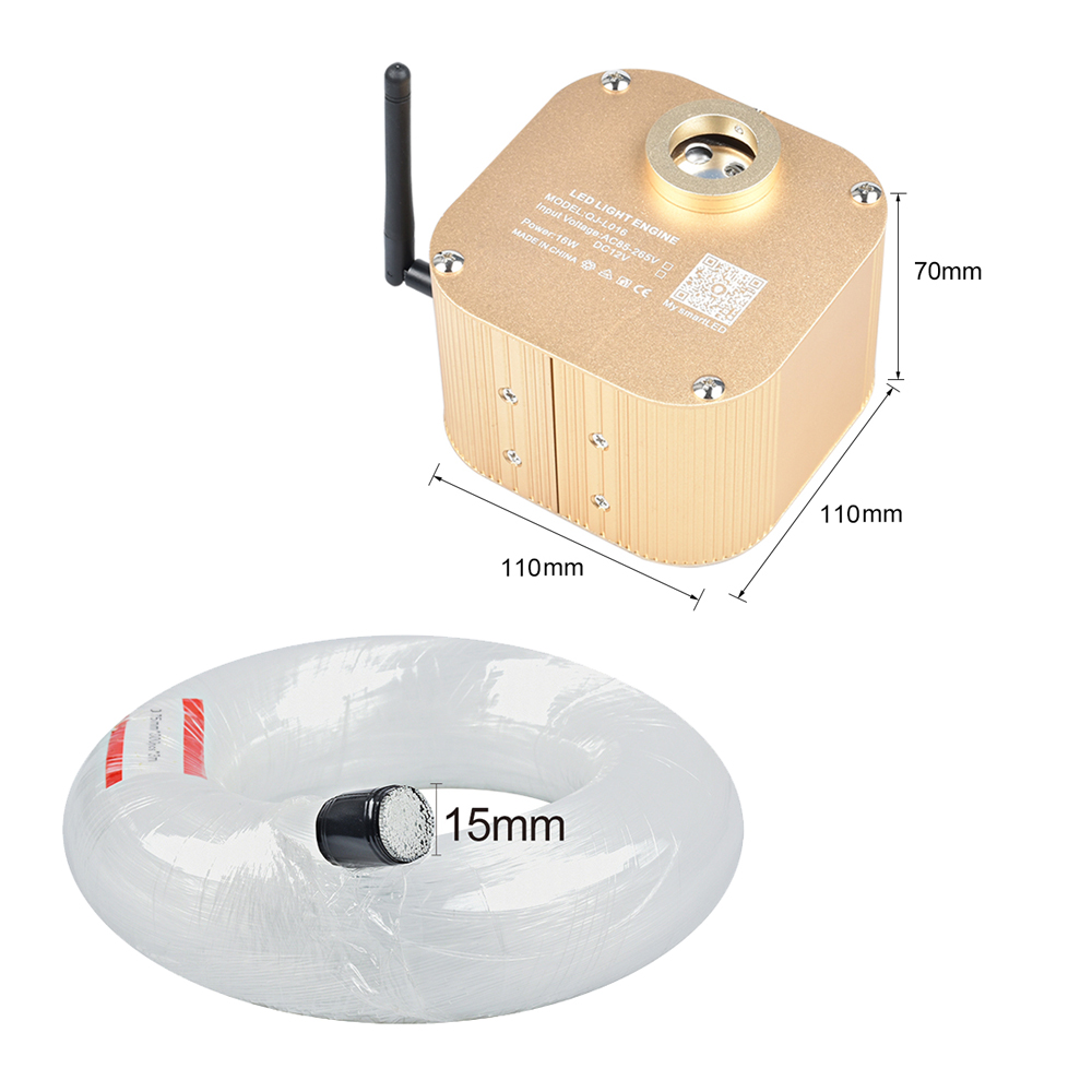 Bluetooth 16W RGBW Twinkle Fiber Optic ceiling lights kit-0.75mm*400pcs*4m