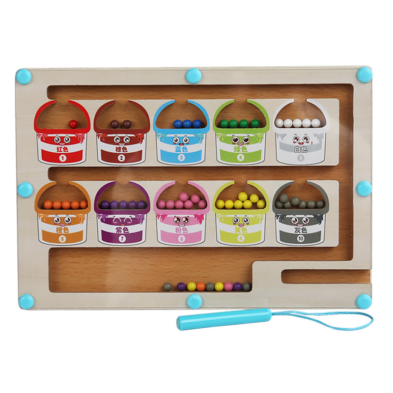 Educational Toy Education Toy Wooden Magnetic Maze Puzzles Activities Counting Color Magnet Puzzle Game Board