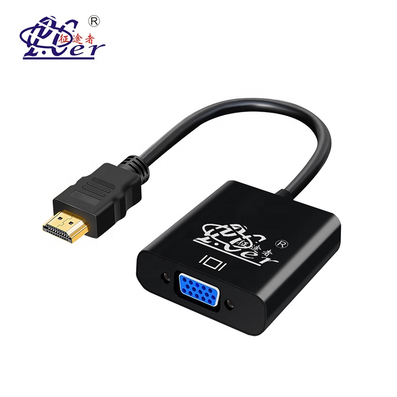 Адаптер PCER HDMI VGA 1080P HDMI штекер на VGA разъем с аудиокабелем 3,5 мм переходник HDMI на VGA