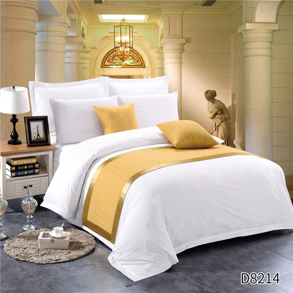 20 Years Experience Yellow Embroidery Pattern Bed Sheet American King Size Hotel 100% Cotton Luxury Bedding Set