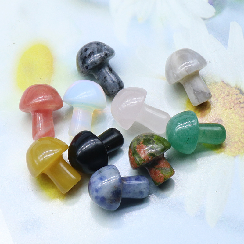 Mini Mushroom Statue Natural Stone Carved Decoration Quartz Hand Polished Healing Crystal Reiki Trinket Gift Room Ornament