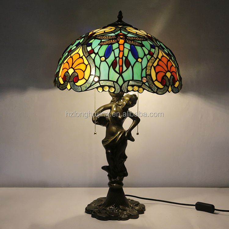 LongHuiJing 12Inch Sunflower Stained Glass Lampshade Tiffany Style Light Semi Flush Mount Ceiling Lamp With Bowl Shade