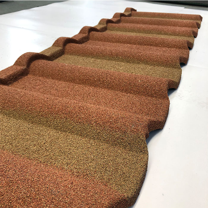 0.4 mm Roman Type Brown wood stone coated color roofing tile