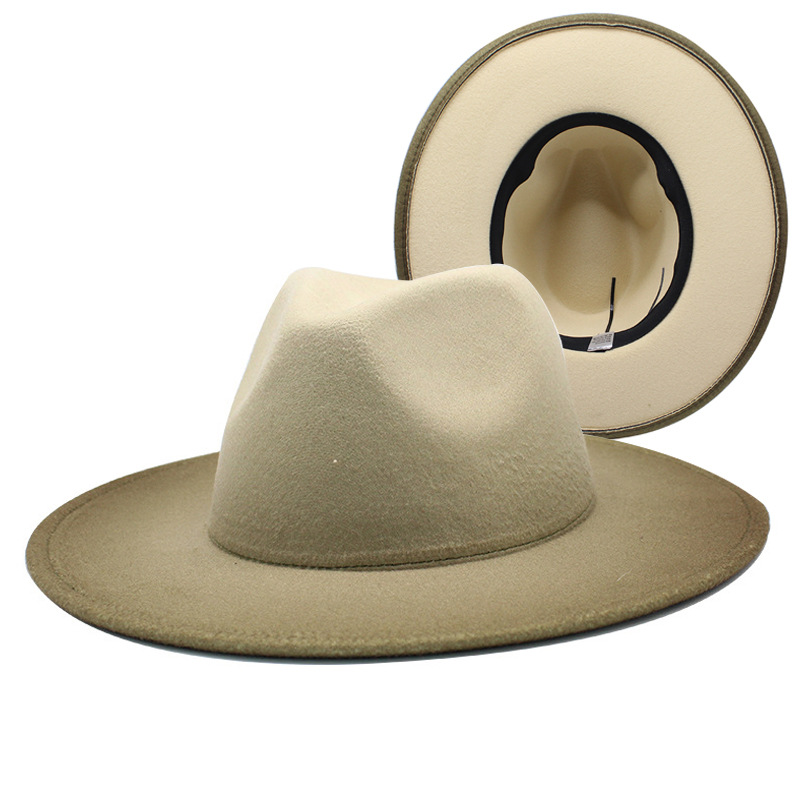 Autumn Winter Fashion width Brim Jazz Hats 2 Tone Spray-Paint Gradients Color Men Women Custom Fedora Hats