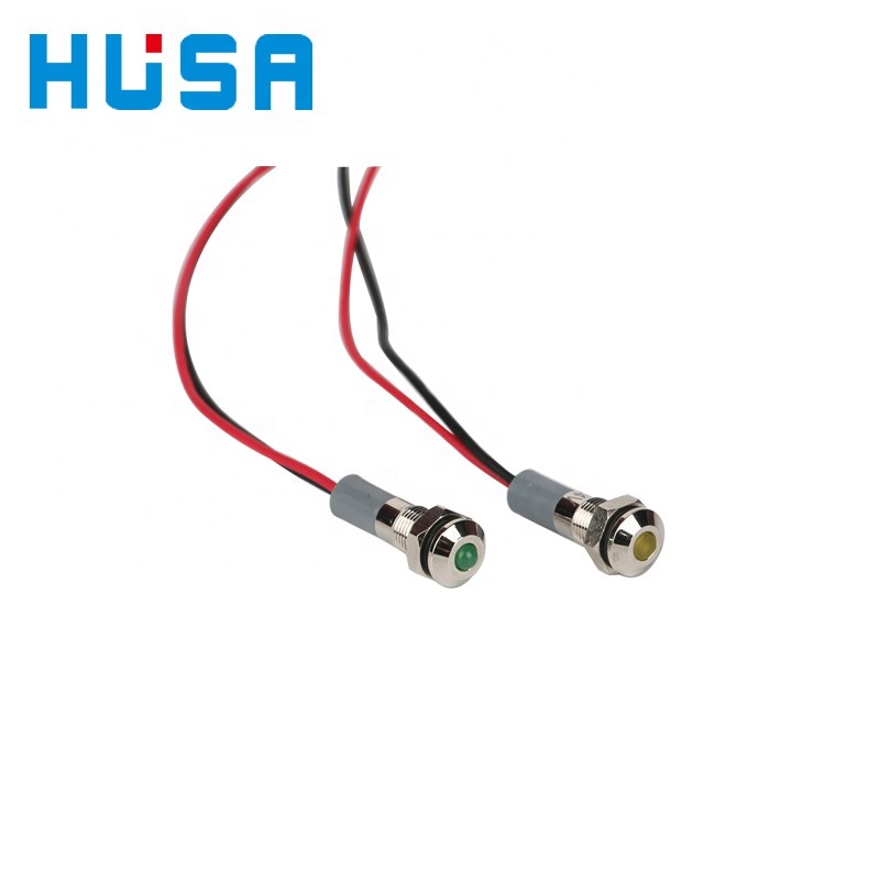 6mm mini hole diameter Metal pilot light waterproof led indicator lamp with 15cm cable pr pins Red Green blue yellow white Led