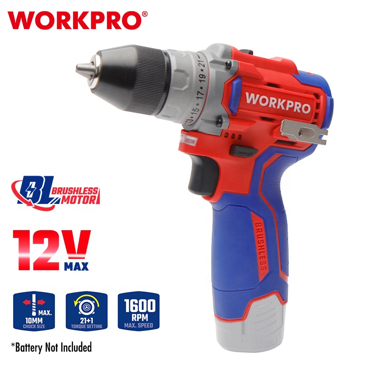 WORKPRO 12 В 10 мм бесщеточная Беспроводная Дрель Электроинструмент бесщеточная электрическая дрель