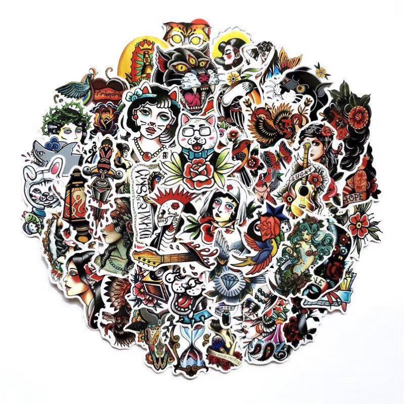 50pcs/lot vintage OG tattoo style sticker refrigerator skateboard trolley case decals backpack Tables waterproof PVC sticker