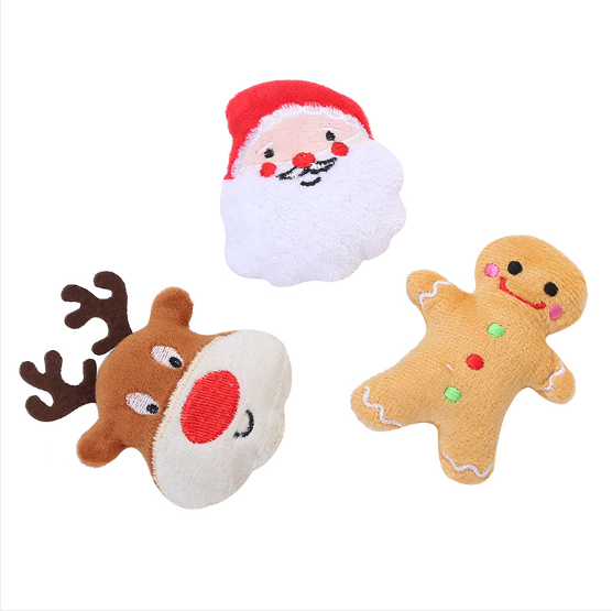 Встроенная игрушка для кошек с мятой, милый Санта-Клаус, плюшевые собаки, набор игрушек, неразрушаемый интерактивный пазл, жевательные рождественские игрушки для собак