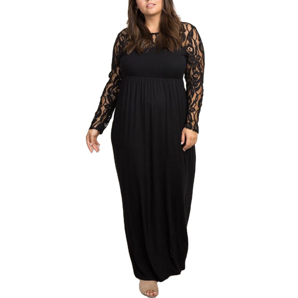 Plus Size Long Sleeve Floral Lace Maternity Dresses Women Fall Loose Dress For Pregnant Fat Women Spring New Arrivals