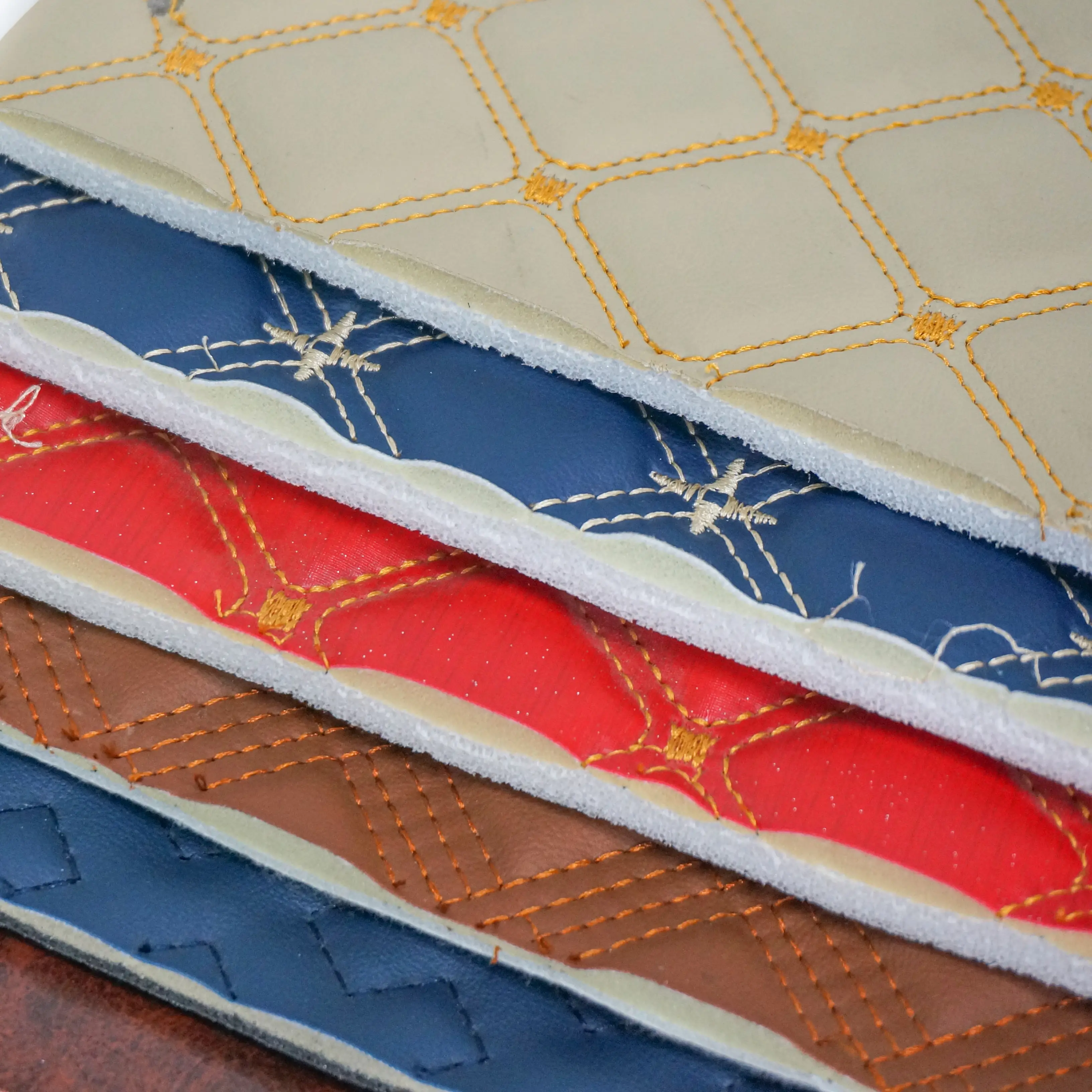 Quilting Embroidery PVC Faux Leather for Car Mat, Car Seat Cover and Motorcycle seat cover, etc.